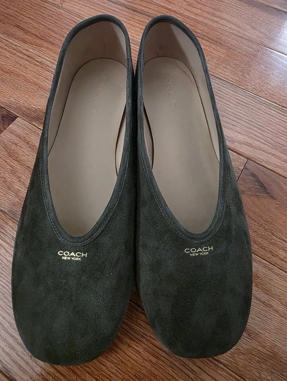 Coach Houston Ballet Flat, Olive Suede, 10
